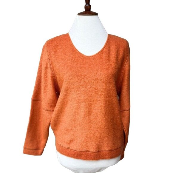 Diesel Women’s Orange Mohair Blend V-Neck Back Zip Pullover Sweater Size S - Picture 1 of 14